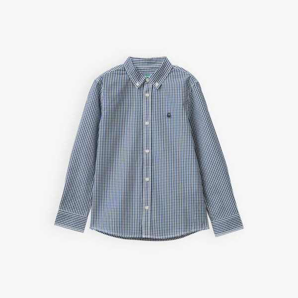 

Хлопковая рубашка с длинными рукавами 6-14 лет Benetton, синий
