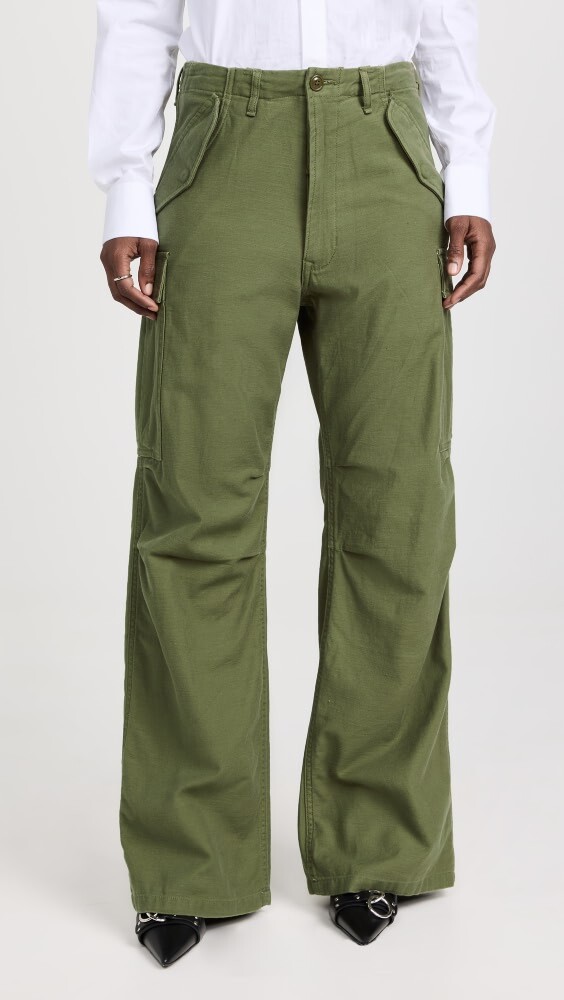 

Брюки R13 Wide Leg Cargo, оливковый