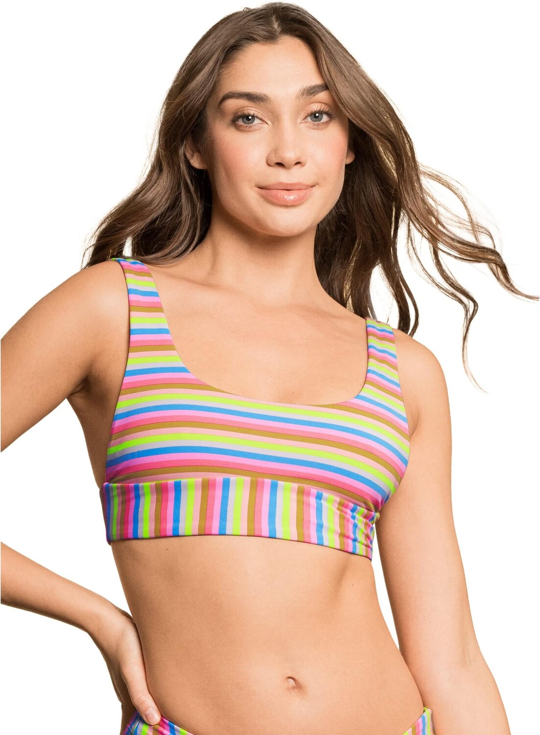 

Спортивный топ-бралетт Donna в радужную полоску Maaji, цвет Multicolor