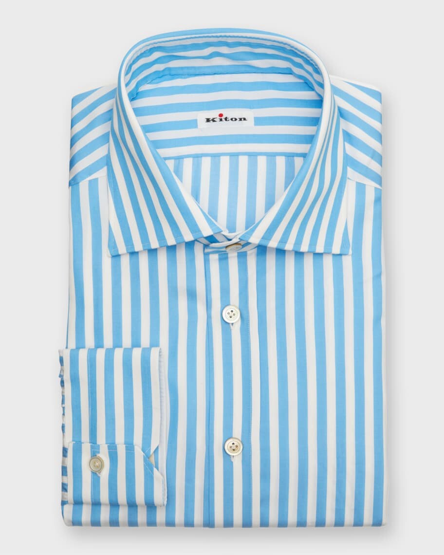 

Мужская рубашка в полоску из хлопка Kiton