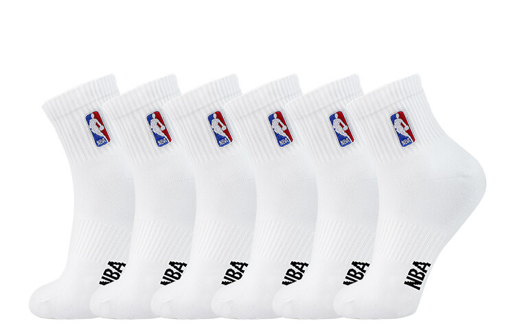 

Носки унисекс до середины икры NBA, 6 двойных (2 белых + 2 черных + 2 серых)