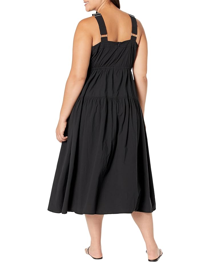 Платье Madewell Plus Poplin Halter Tiered Midi Dress, реальный черный