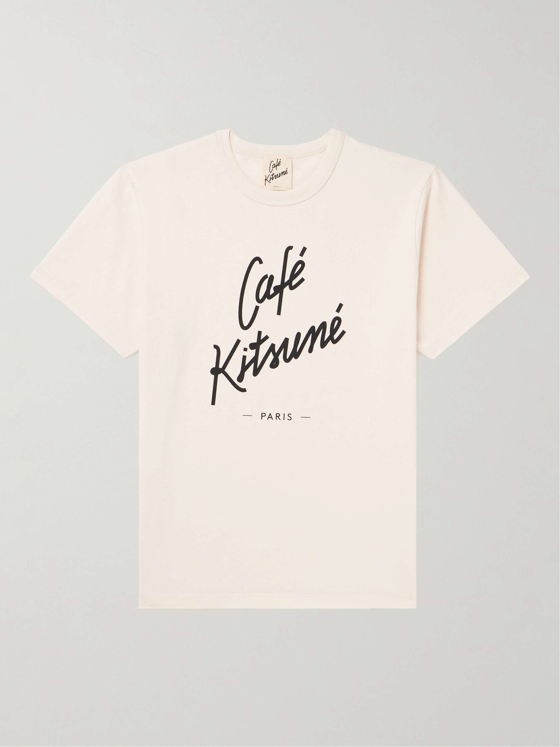 

Футболка из хлопкового джерси с логотипом Café Kitsuné, бежевый