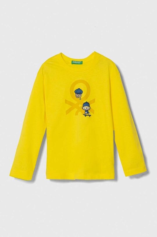 

Хлопковая рубашка с длинными рукавами для мальчиков и девочек United Colors of Benetton, желтый