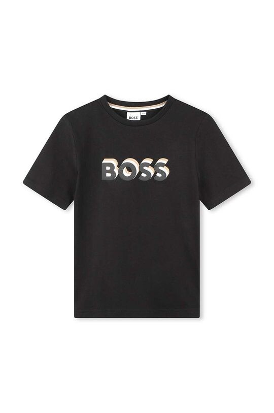 

Boss Детская хлопковая футболка, черный