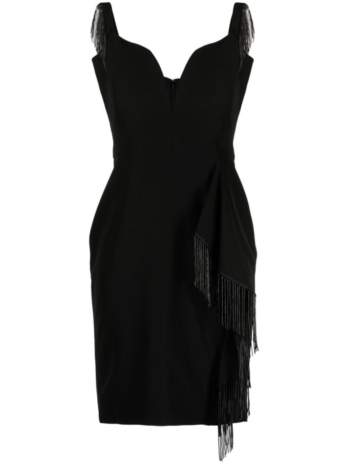 

Marchesa Notte платье мини с бахромой, черный