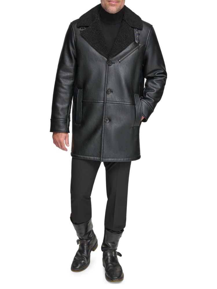 Верхнее пальто Condore Antique из искусственной овчины Andrew Marc, черный куртка дальнобойщика из искусственной овчины andrew marc черный