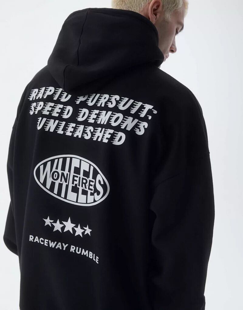 

Худи Pull&Bear черного цвета с принтом Rapid Speed, Черный