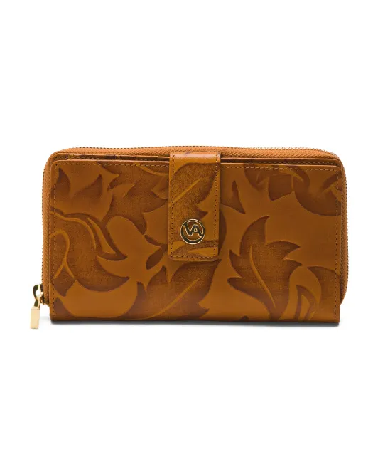

Кожаный кошелек на молнии по периметру Made In Italy Valentina, цвет Cuoio