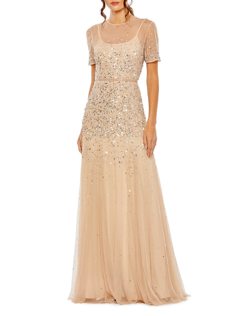 

платье с пайетками Mac Duggal, бежевый