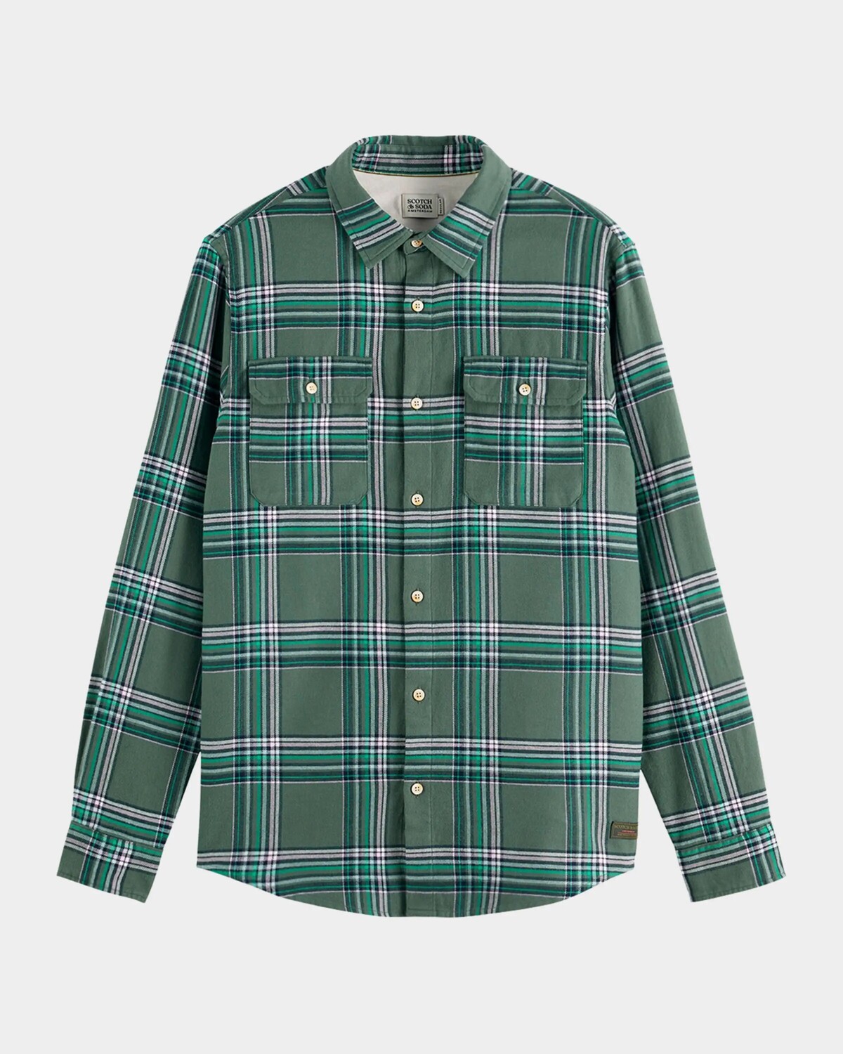 

Мужская спортивная рубашка в клетку Scotch & Soda, цвет 6481-Green Check