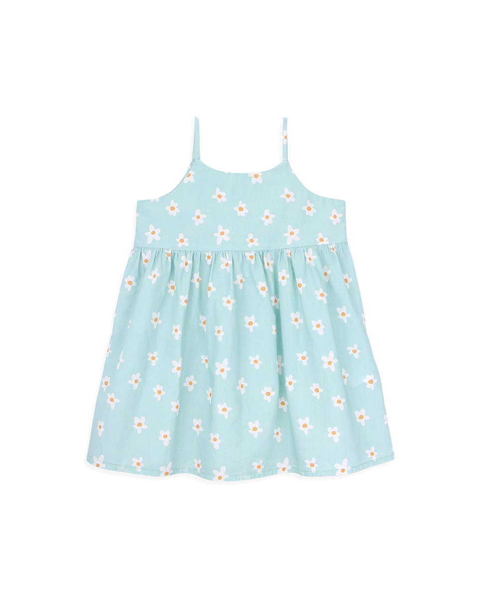 Хлопковое платье для девочки с цветочным принтом KNOT, зеленый цена и фото
