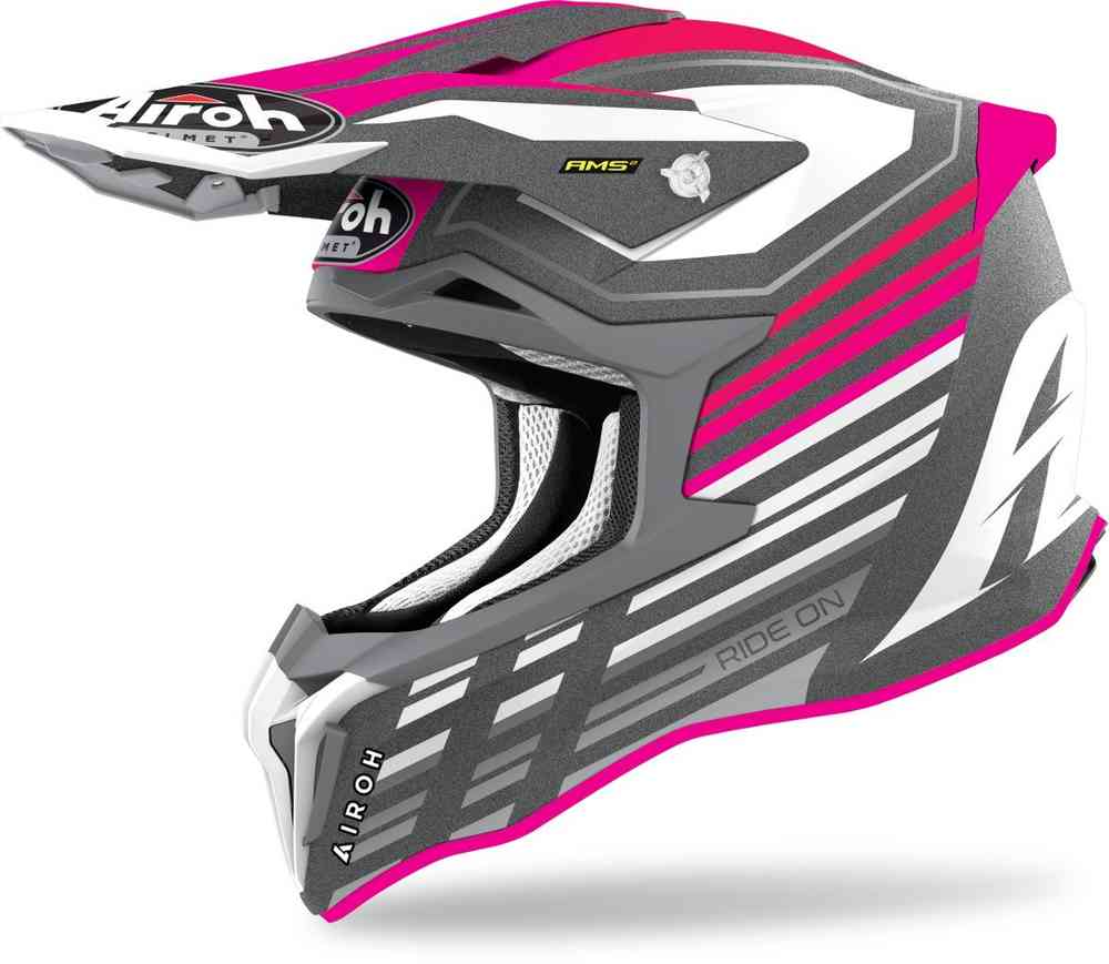 цена Шлем для мотокросса Strycker Shaded Carbon Airoh, розовый мэтт