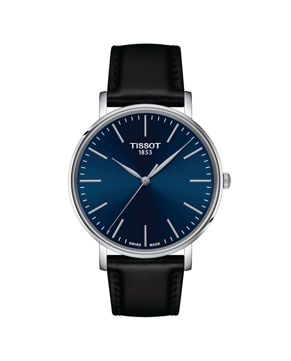 Мужские часы из коллекции Everytime из черной кожи Tissot, черный tissot t631029575