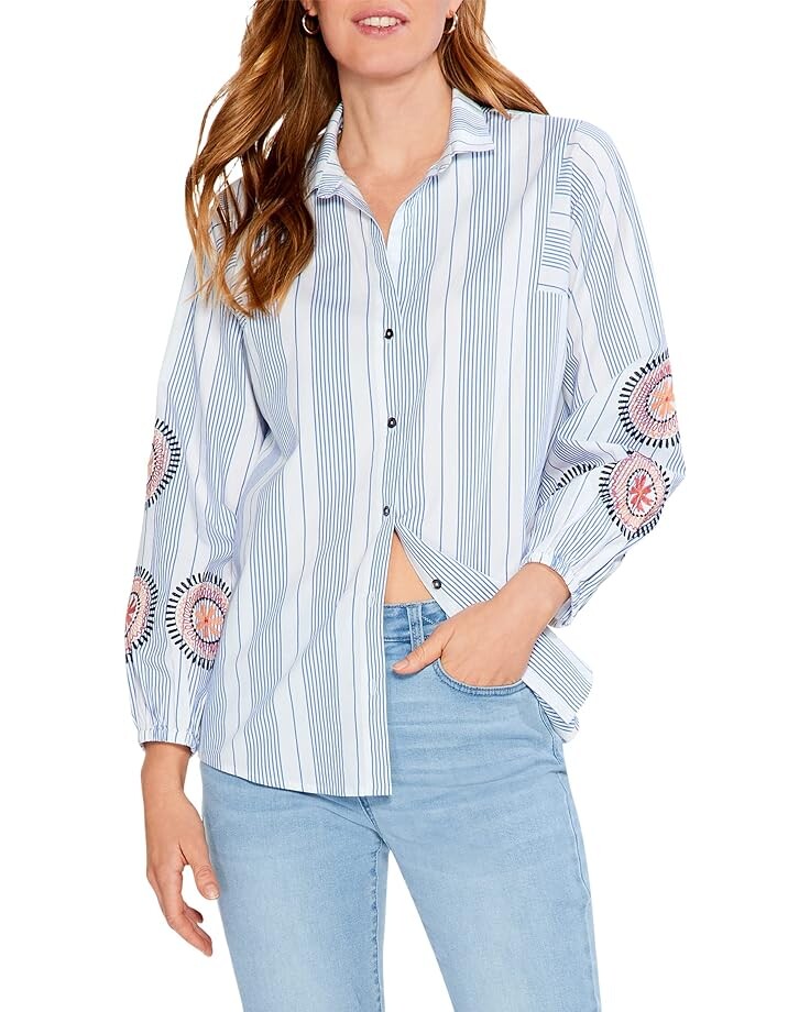 

Рубашка NIC+ZOE Embroidered Skies Shirt, синий