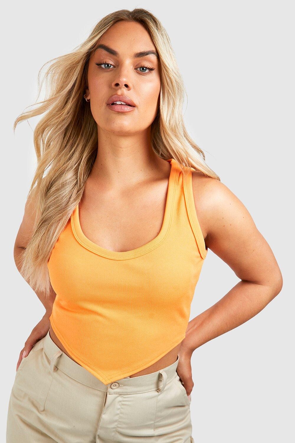 

Топ-майка plus с толстой перевозкой и светлым вырезом и окруженным номом Boohoo, оранжевый