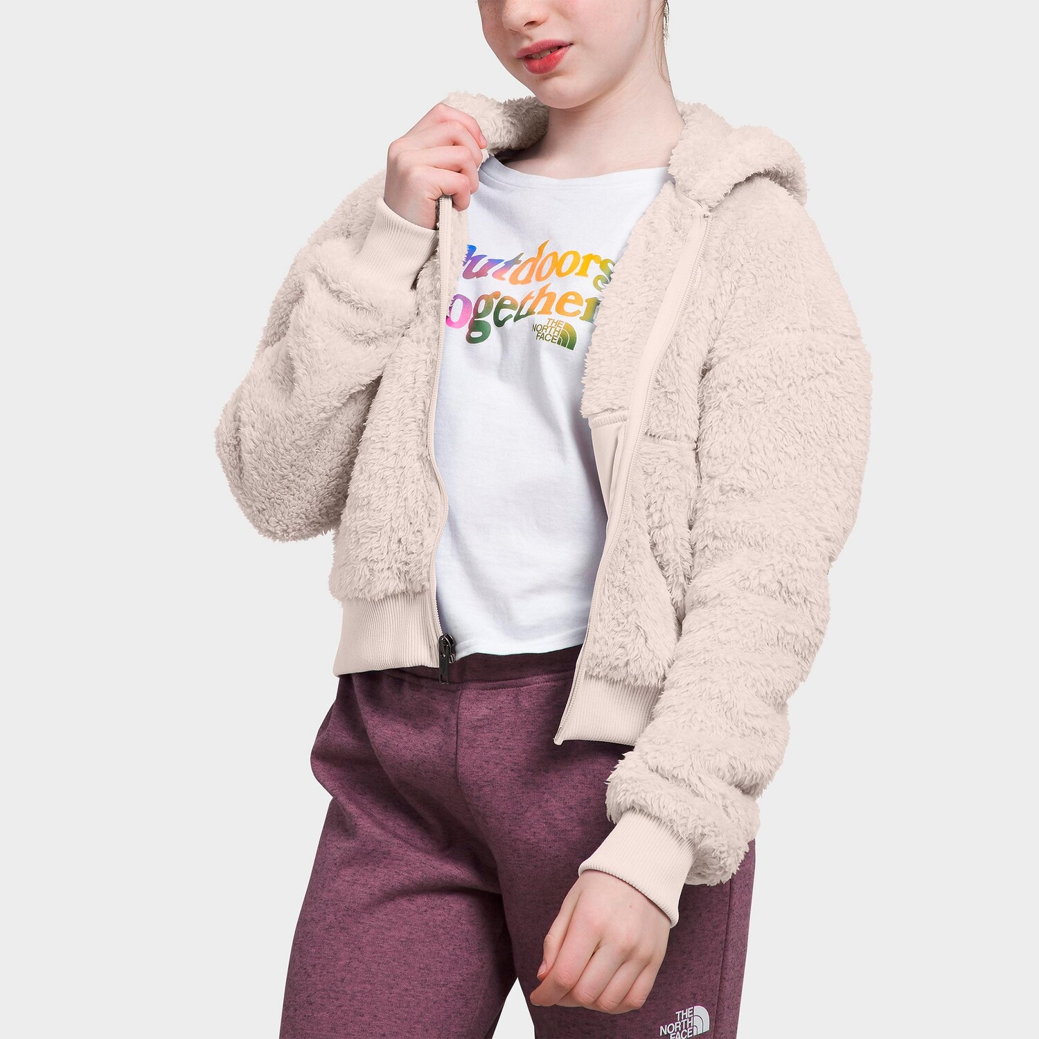 

Куртка The North Face Suave Oso с капюшоном и молнией во всю длину для девочек, розовый