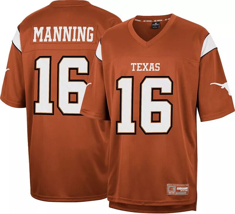

Colosseum Мужская футбольная майка Texas Longhorns Arch Manning № 16, реплика Burnt Orange