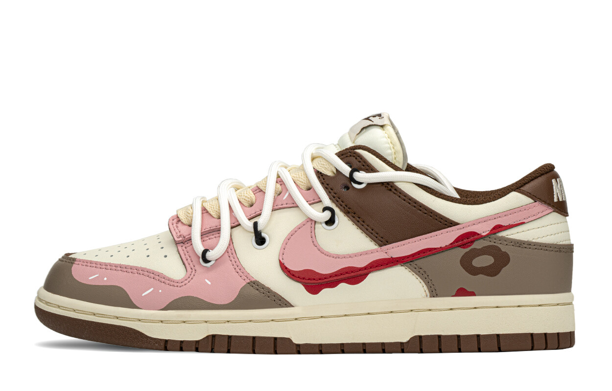 

Кроссовки Nike Dunk Skateboarding Shoes Women's Low-top Brown/Pink, белый