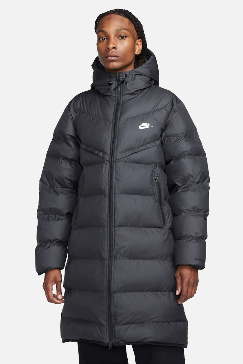 Длинная стеганая зимняя спортивная куртка Nike, черный