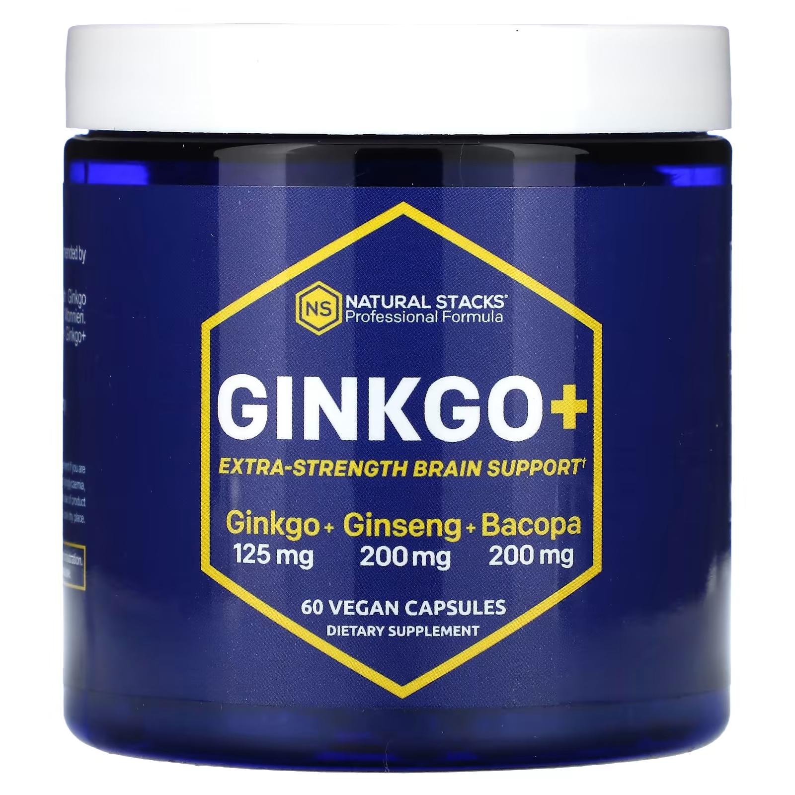 Гинкго + усиленная поддержка мозга Natural Stacks, 60 веганских капсул стахис монье хуммело