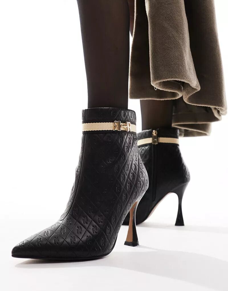 

Черные ботинки-носки на каблуке с логотипом River Island