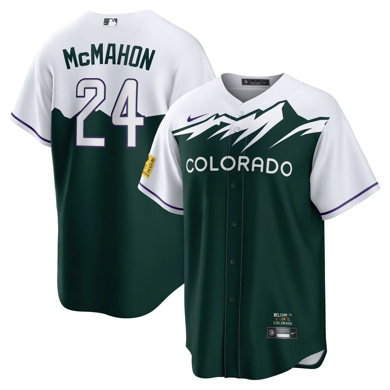 

Мужская футболка Ryan McMahon White/Forest Green Colorado Rockies City Connect Replica Player Nike