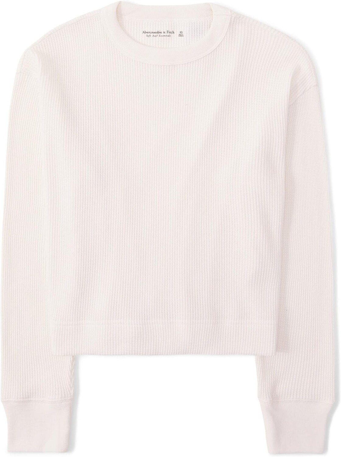 

Легкий вафельный топ с длинными рукавами Abercrombie & Fitch, цвет Cream Heather