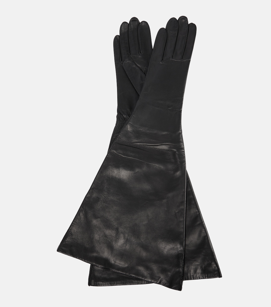 Расклешенные кожаные перчатки Alaïa, черный