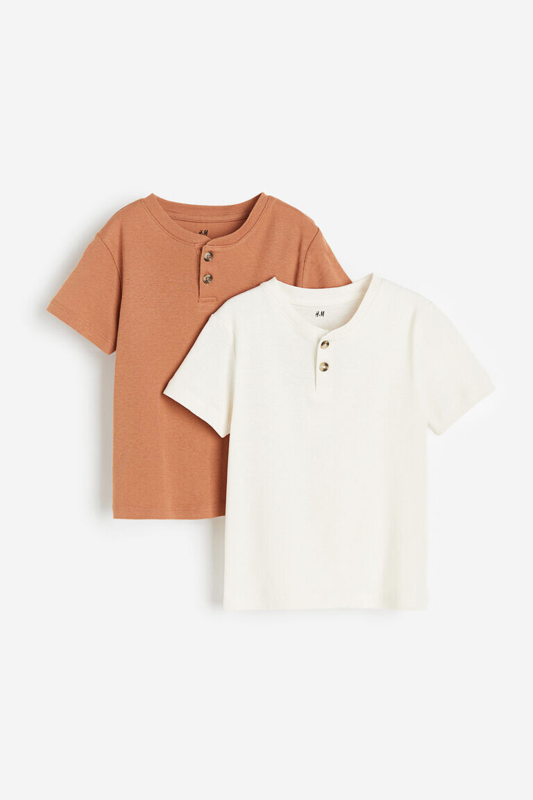 

Комплект из 2 футболок с надписью «хенли» H&M, коричневый