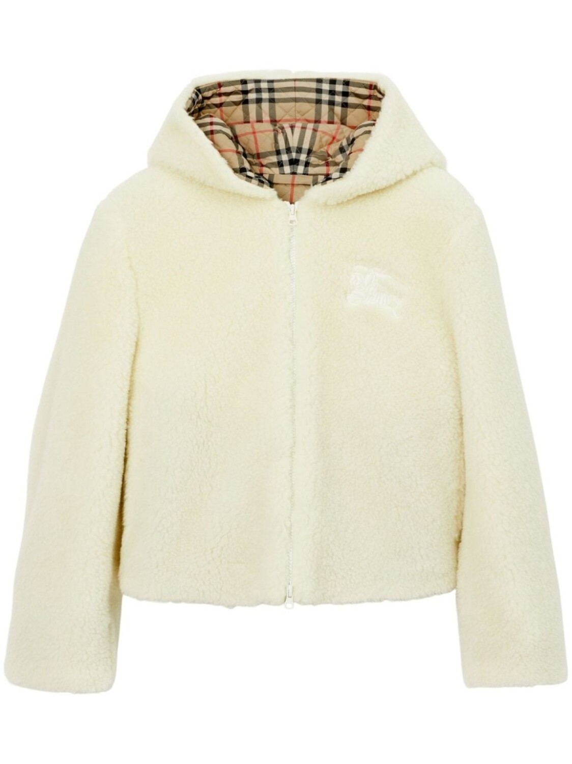 

Burberry флисовая куртка с капюшоном и вышивкой EKD, белый