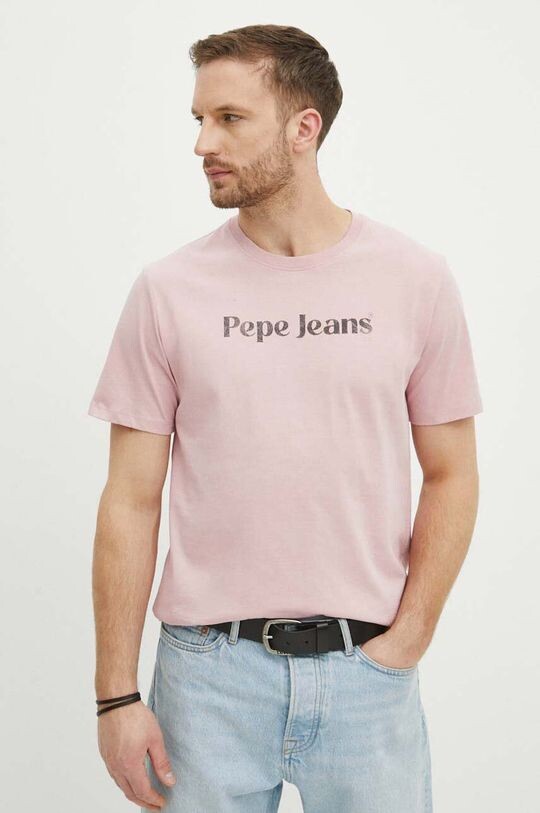 

Хлопковая футболка CLIFTON Pepe Jeans, розовый