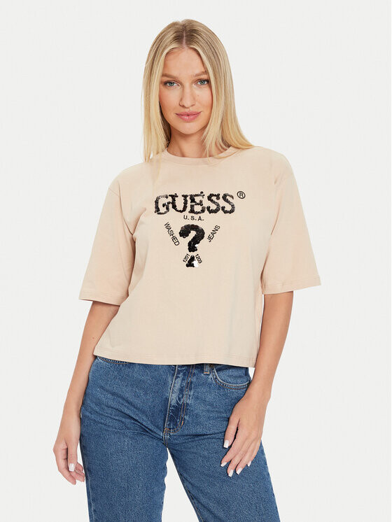 

Футболка свободного кроя Guess, бежевый