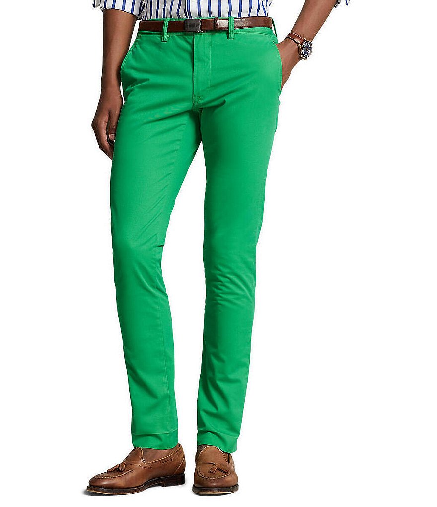 Однотонные эластичные брюки-чинос узкого кроя Polo Ralph Lauren, зеленый мужские эластичные брюки чинос прямого кроя polo ralph lauren белый
