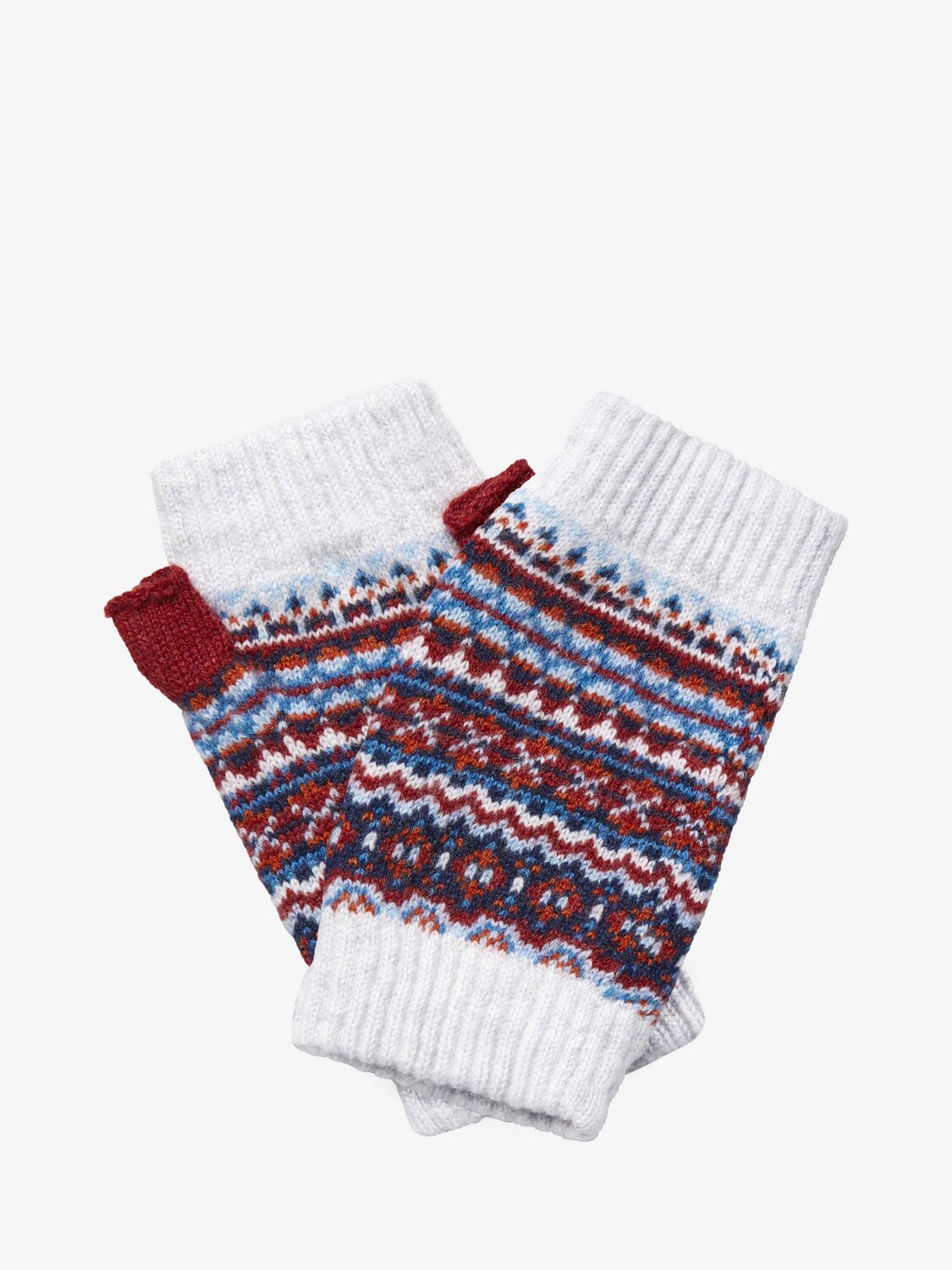 

Кашемировые перчатки без пальцев Fair Isle Brora, жемчуг
