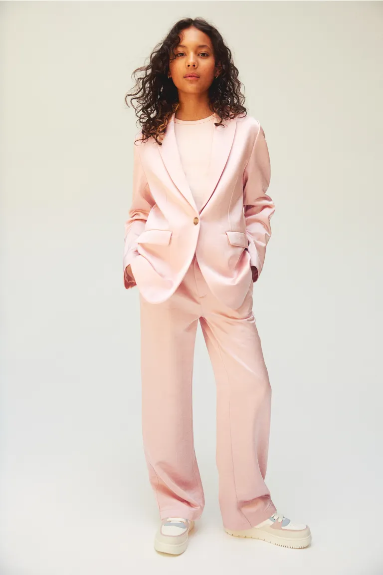

Элегантные атласные брюки H&M, розовый