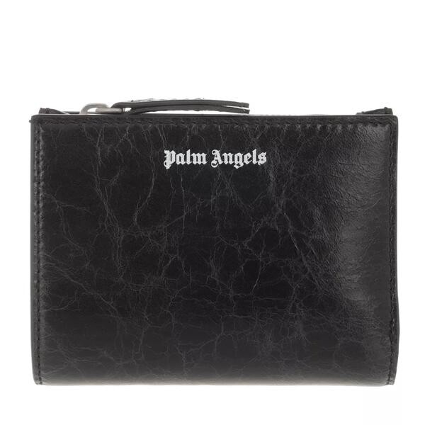 

Кошелек crinkle leather zip wallet black black Palm Angels, черный