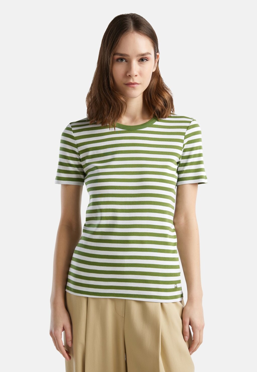 

Футболка с принтом CREW NECK STRIPED United Colors of Benetton, цвет white