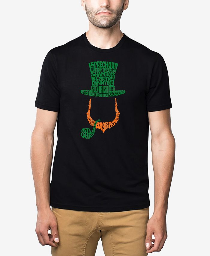 Мужская футболка премиум-класса с рисунком Leprechaun Word Art Graphic LA Pop Art, черный