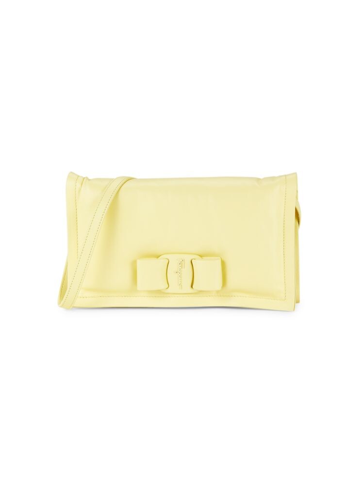 

Кожаная сумка через плечо с бантом Ferragamo, цвет Light Yellow