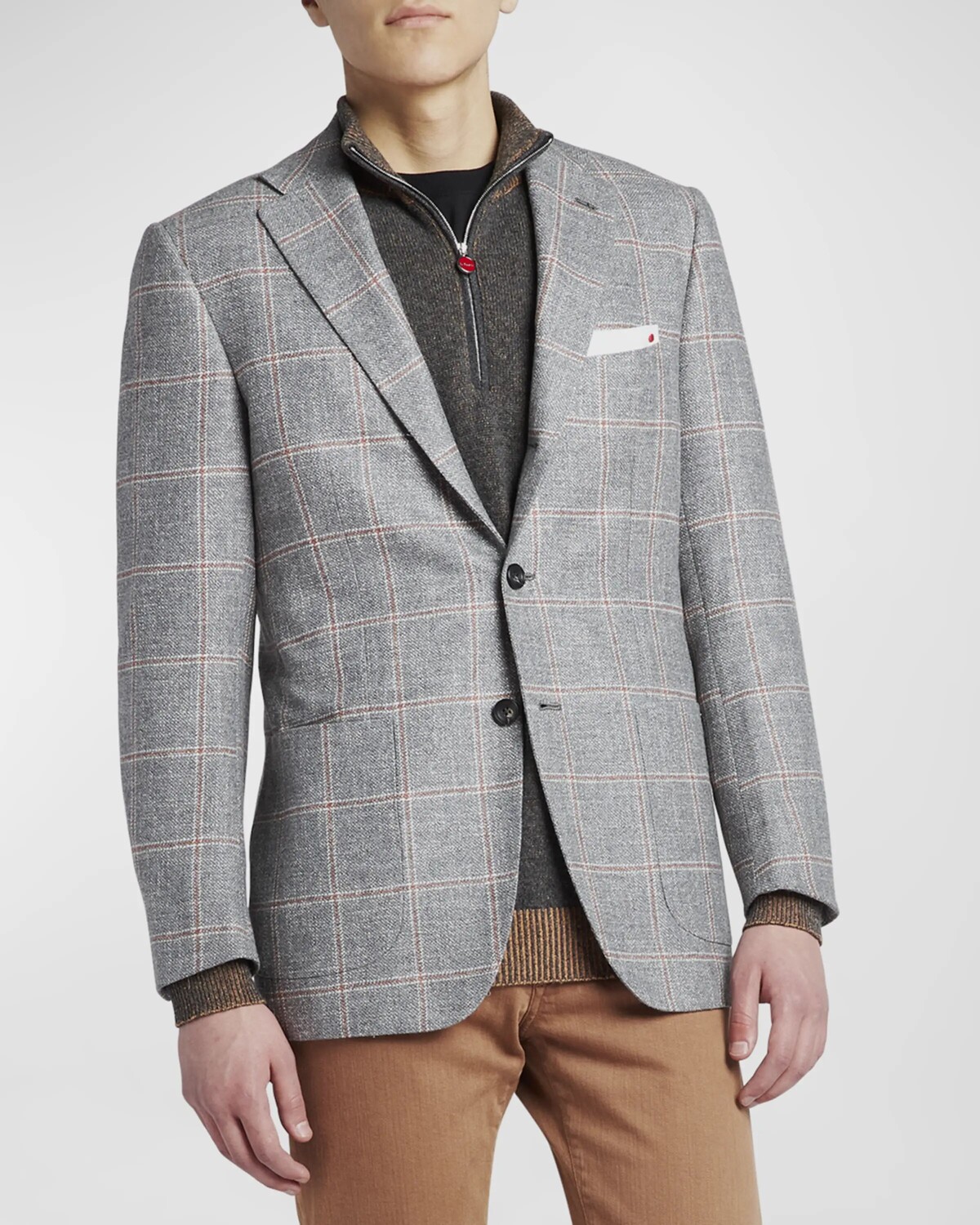 

Мужское спортивное пальто из смеси кашемира с оконным стеклом Kiton, цвет Gray Multi
