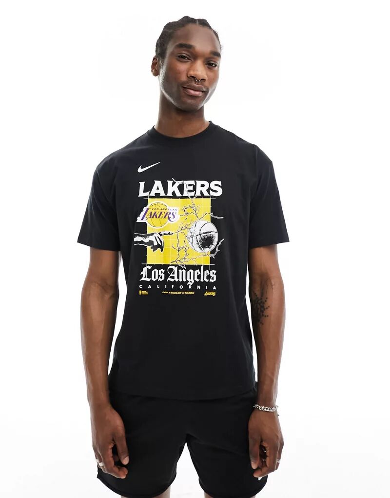 

Черная футболка унисекс с логотипом Nike NBA LA Lakers