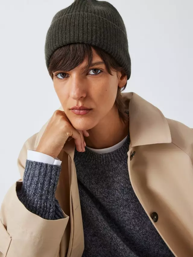 

Шапка John Lewis Cashmere Rib Knit, хаки