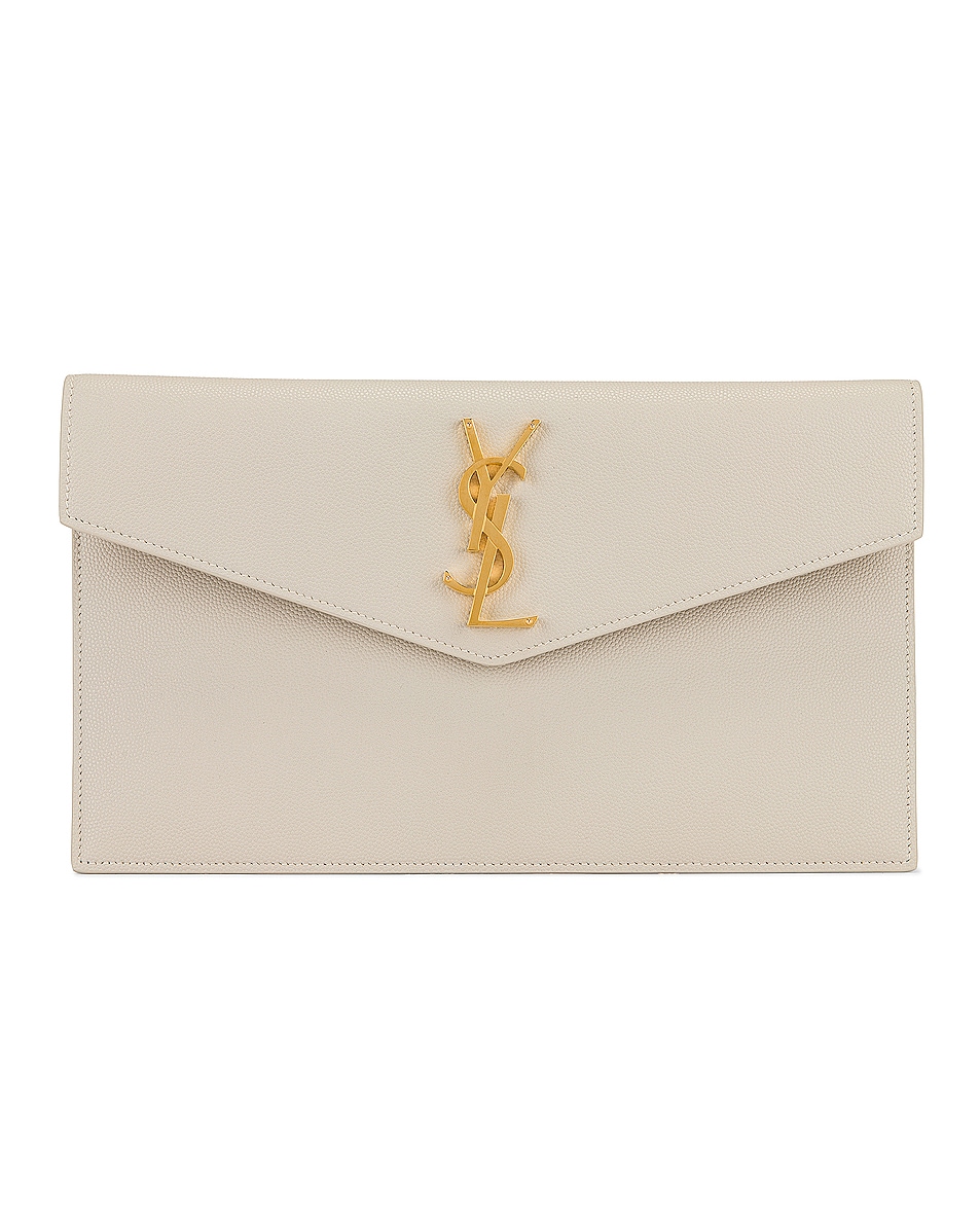 цена Сумка-клатч Saint Laurent Medium Uptown Pouch, цвет Crema Soft