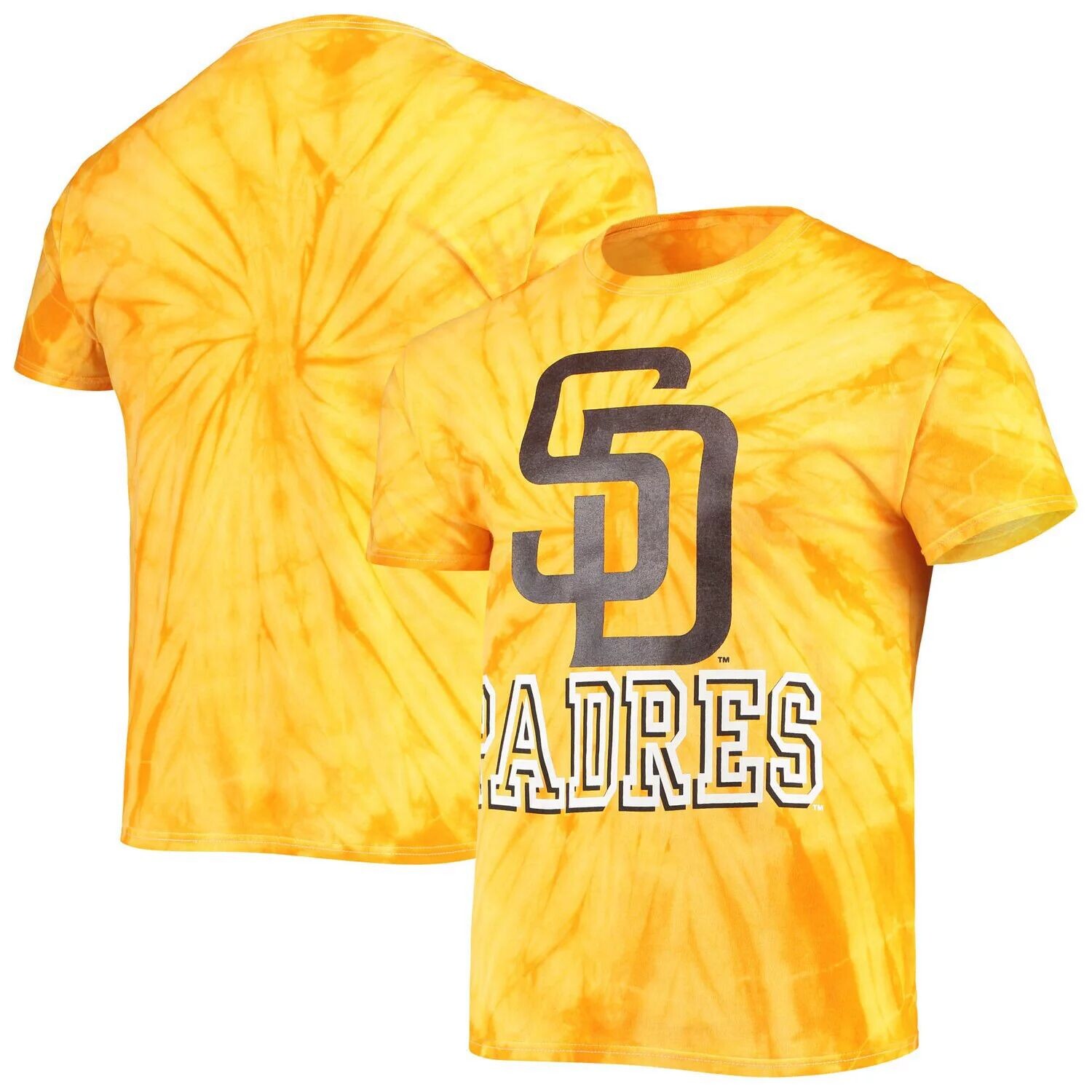 

Мужская золотая футболка San Diego Padres Spider Tie Dye Stitches, Желтый