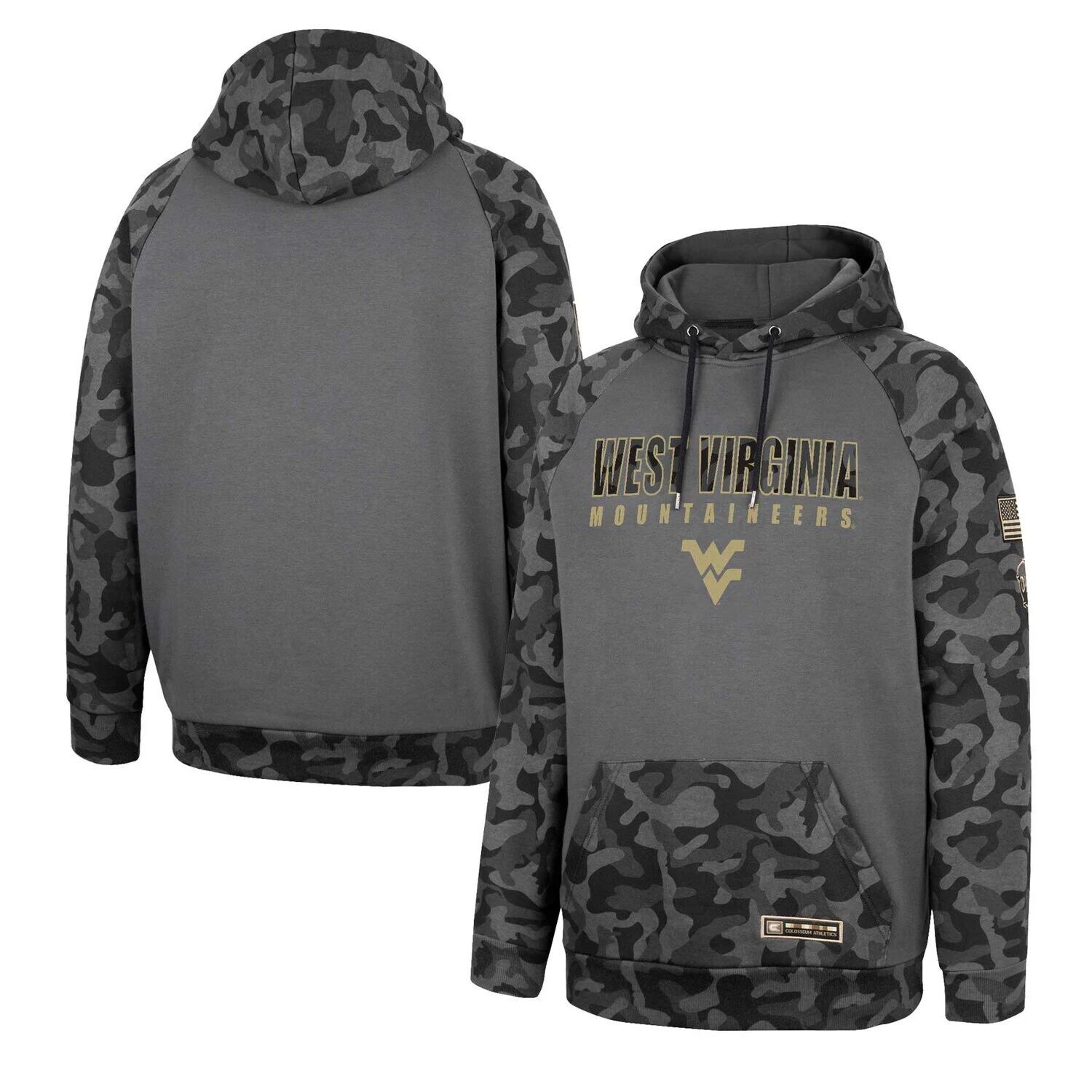 

Мужской Colosseum Charcoal West Virginia Mountaineers OHT Military Appreciation Camo Stack пуловер с капюшоном реглан