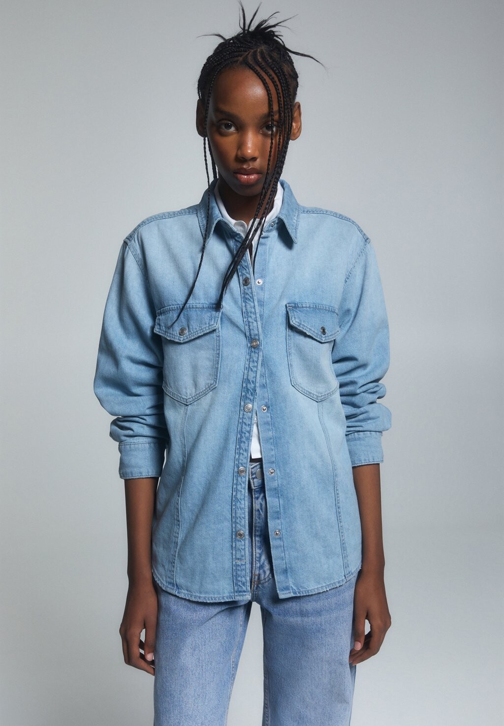 

Блузка-рубашка PULL&BEAR, цвет blue
