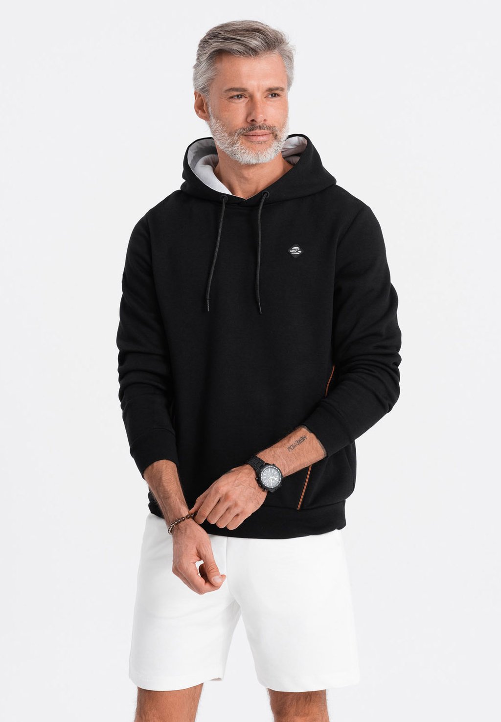 Толстовка HOODED WITH ZIPPED POCKET Ombre, цвет black