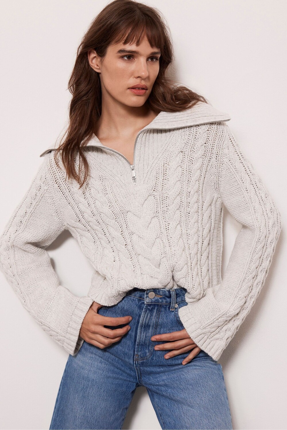 

Свитер косой вязки Mint Velvet, серый