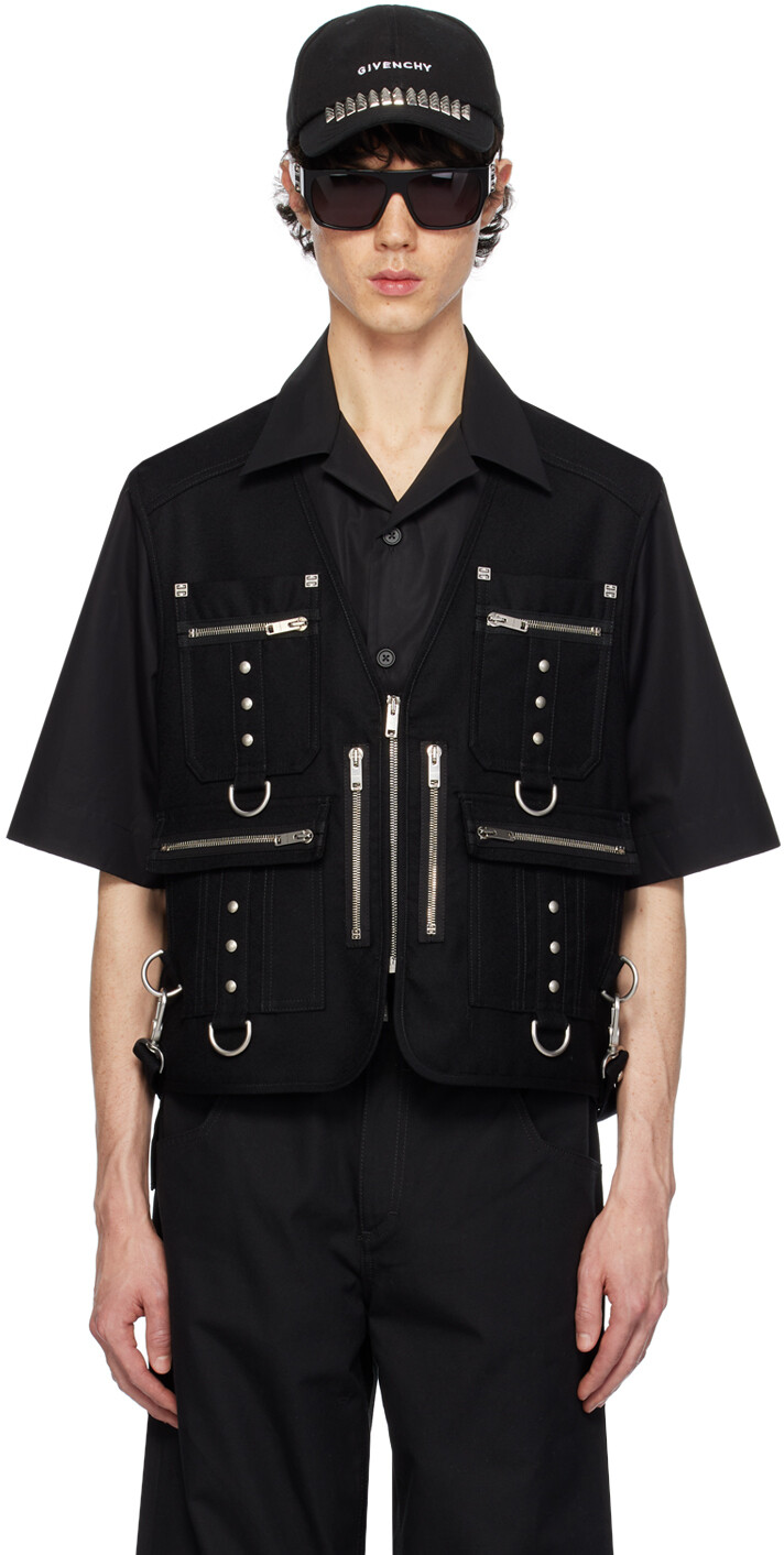 

Черный жилет с множеством карманов Givenchy